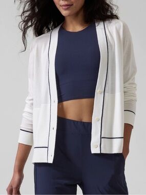 Athleta Lightweight Cardigan White & Black Size Small